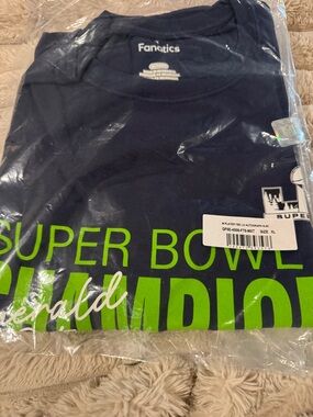 Fanatics Navy Tee with Neon Green Super Bowl Champions Graphic